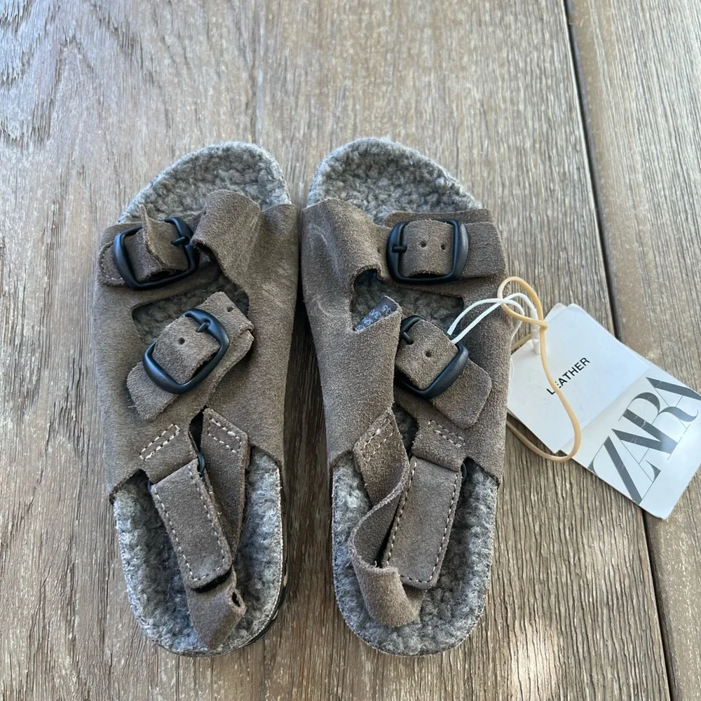 NEW Zara leather sandals size 9.5 toddler
